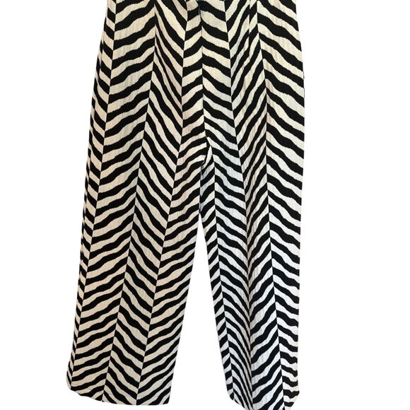 NWT Spanner Wide Leg Trouser Black White Chevron Zebra Palazzo Pant L Career Cit - Picture 3 of 9